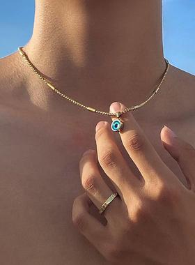 美式嘻哈项链男款锁骨链小众设计钛钢高级感2025新款金色百搭颈链