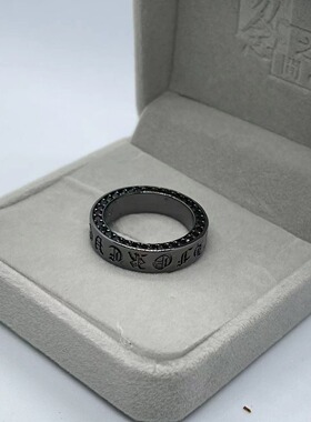 朋克克罗伈永恒之心带钻黑金色戒指复古男女款个性指环十字架戒指