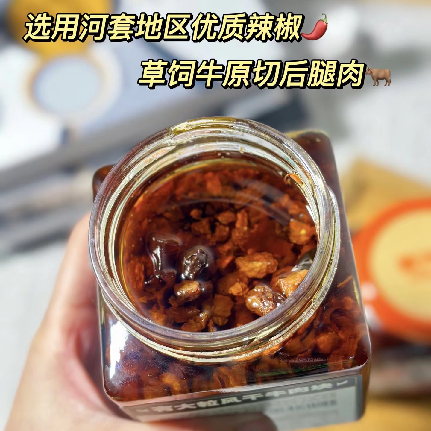 某姆同款内蒙古核桃地区草原红旋风牛肉酱350g*2瓶麻辣味红葱味