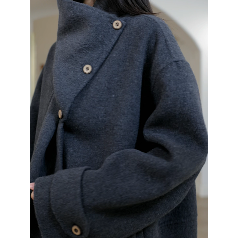 郭九九呢 羊毛围巾可拆卸双面呢大衣冬季新款百搭外套高腰a字半裙,淘宝优惠券,粉丝福利购,淘宝优惠卷