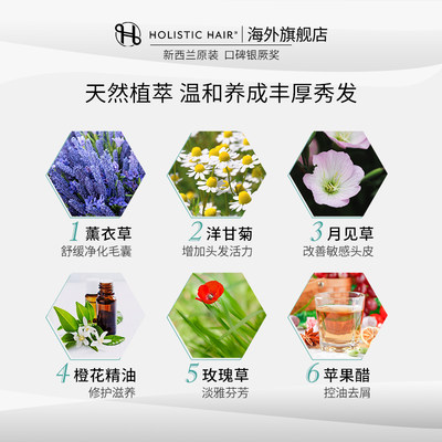 Holistic Hair纯植物头皮护理敏感洗发水无硅油皮炎止痒去屑500ml 虎窝淘