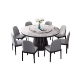 Обеденный стол с твердым деревом и стулья 2025 Новый отель круглый обеденный стол B & B Домашний обеденный стол большой круглый стол с поворотным столом