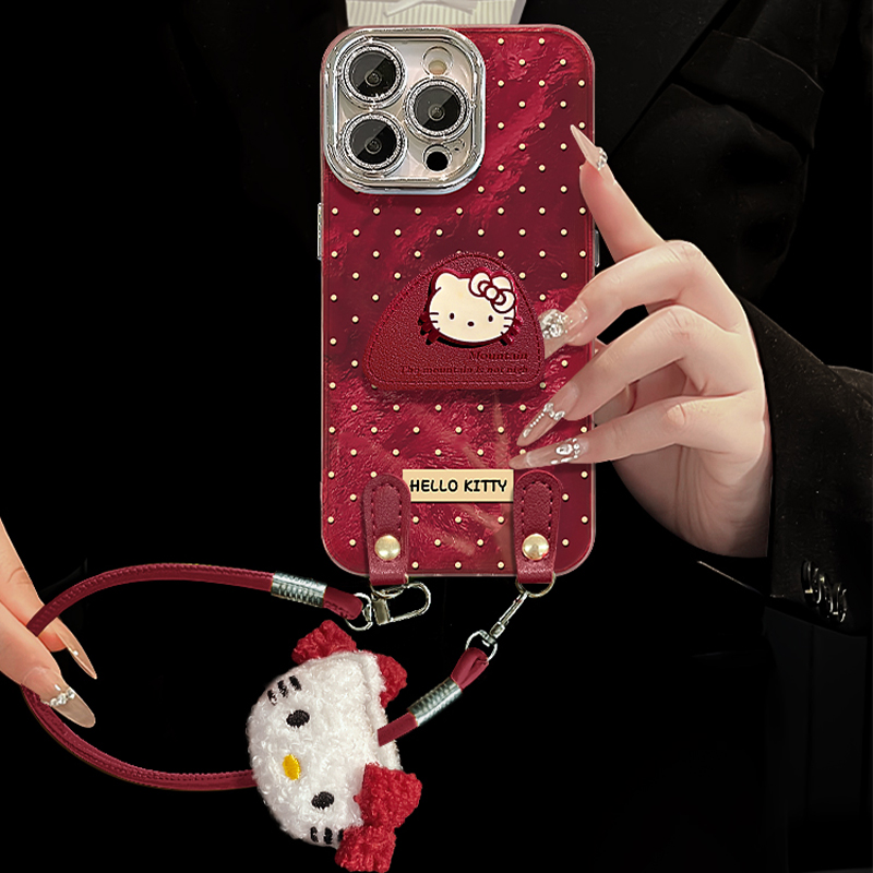 波点kt猫支架适用华为mate70air手机壳mete70pro+卡通meta60rs立体50e带40por挂绳30e红色5g凯蒂猫十huawei女 - 图1