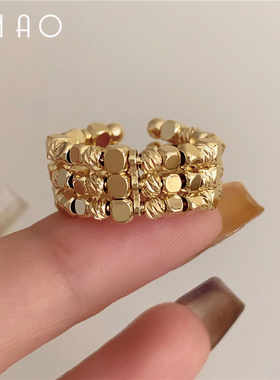 韩系时尚多层碎银子开口戒指