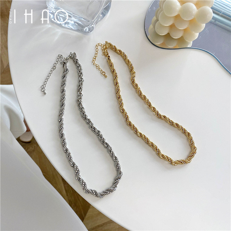 欧美个性网红极简麻花链子ins冷淡风新款潮百搭锁骨链项链女夏季,淘宝优惠券,粉丝福利购,淘宝优惠卷