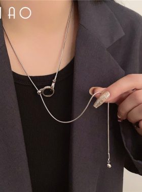 完美契合~小众个性高级感环扣吊坠流苏毛衣链 百搭新潮冷淡风项链