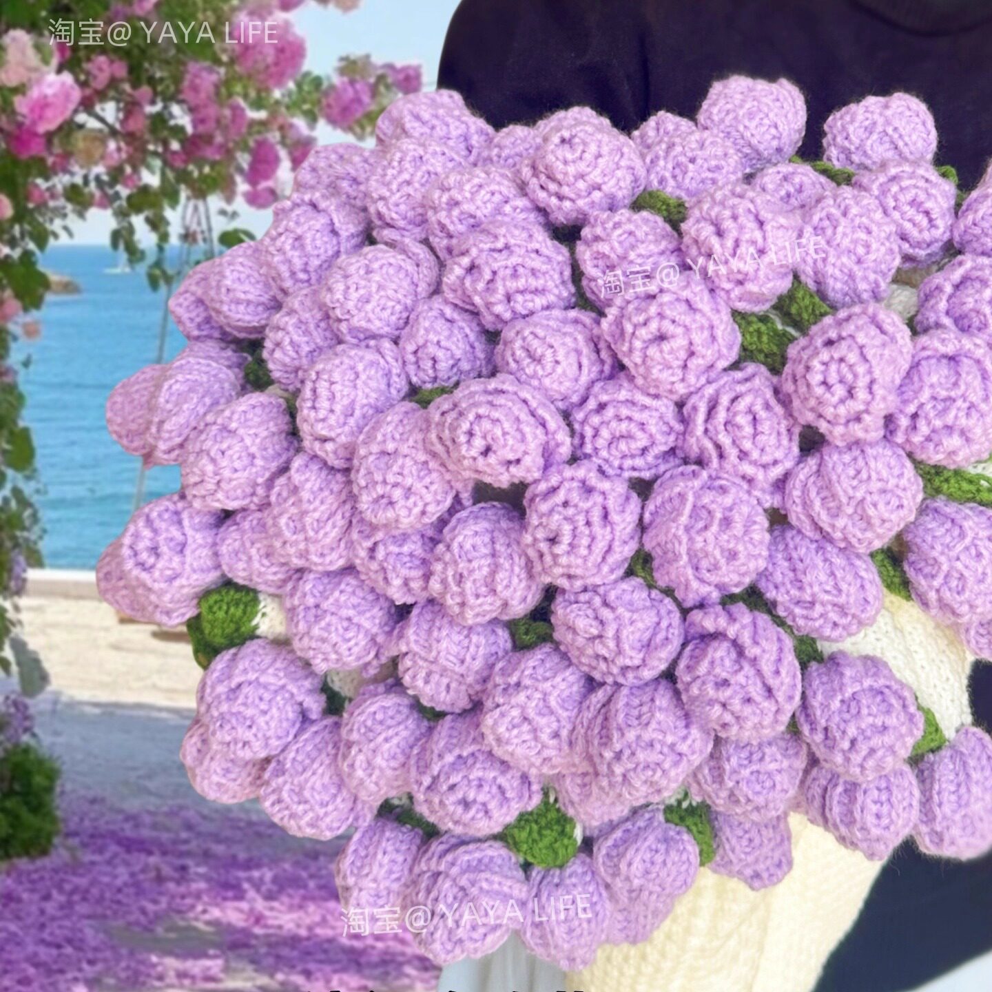 玫瑰花束毛毯子成品手工编织花朵披肩闺蜜生日礼物送女生38妇女节