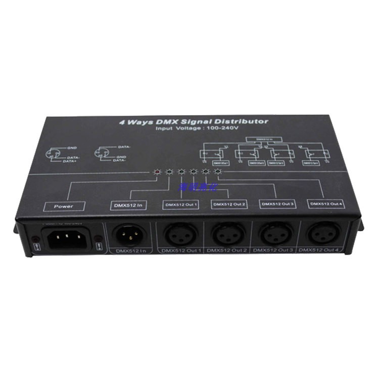 DMX512信号分配器一转4口输出DMX512解码器多台联机灯光数码信号 - 图0