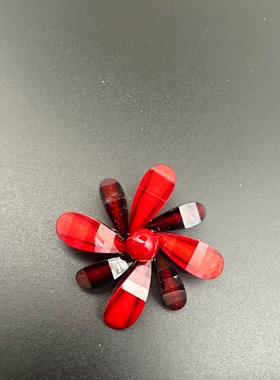 日本回流中古红色格子花朵项链 保存品 未使用 套装