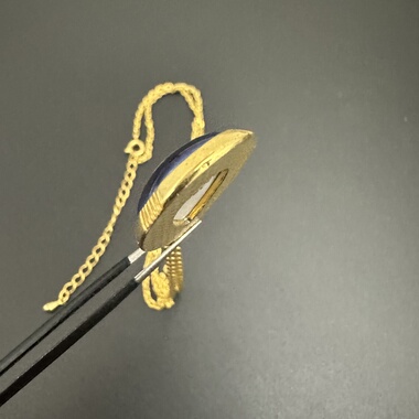 利摩日陶瓷吊坠女士项链有延长链中古饰品老物件复古首饰