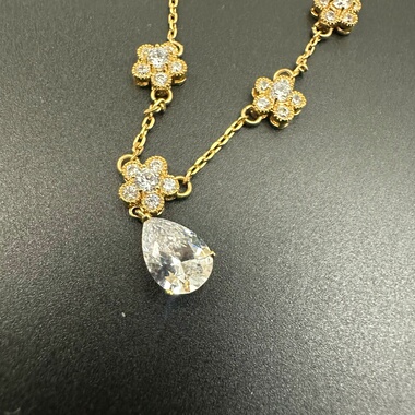 中古女士项链水滴吊坠 小众复古首饰