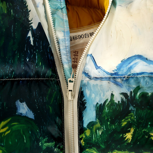 儿童梵高油画羽绒服2025秋冬装男童90白鸭绒面包服女童防风外套 - 图1