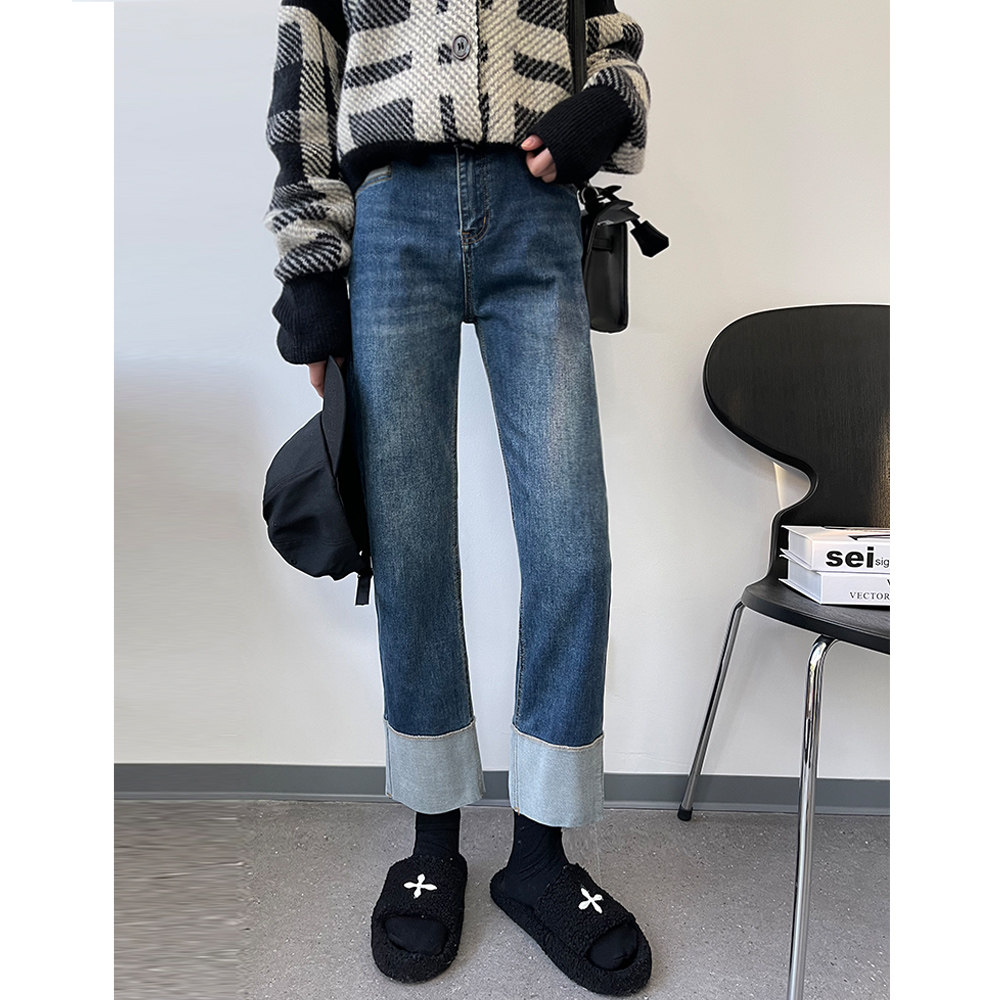 孕妇牛仔裤子九分春秋季外穿打底裤 布衣妈咪孕妇直筒裤