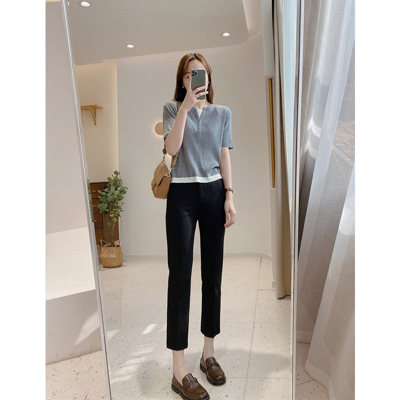 孕妇烟管西装裤九分春秋职业裤子 布衣妈咪孕妇直筒裤