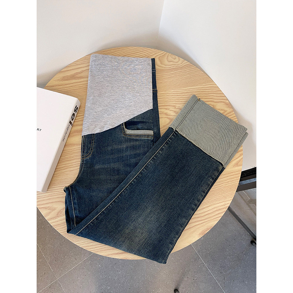 孕妇牛仔裤子九分春秋季外穿打底裤 布衣妈咪孕妇直筒裤