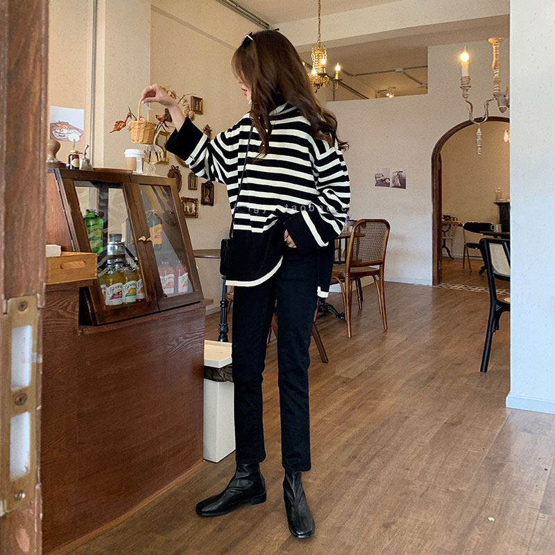 孕妇子春秋季外穿蓝色宽松牛仔裤 布衣妈咪孕妇直筒裤