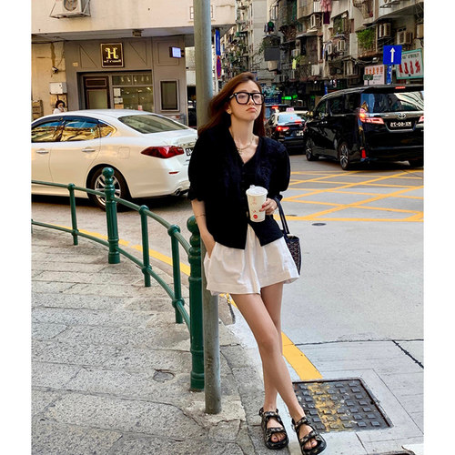孕妇棉麻短裤子女夏季薄款外穿孕期不勒肚子低腰休闲阔腿裤打底裤 - 图1