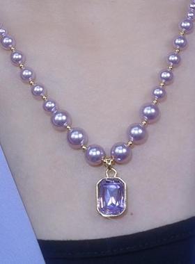 【气质百搭】紫色方糖链子紫寓满贯优雅饰品礼品套组