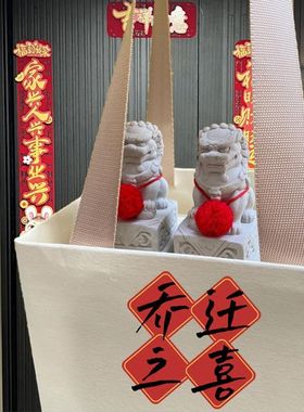 石狮子看门镇宅小摆件一对石雕喜狮麒麟茶宠鱼缸造景桌面装饰礼物