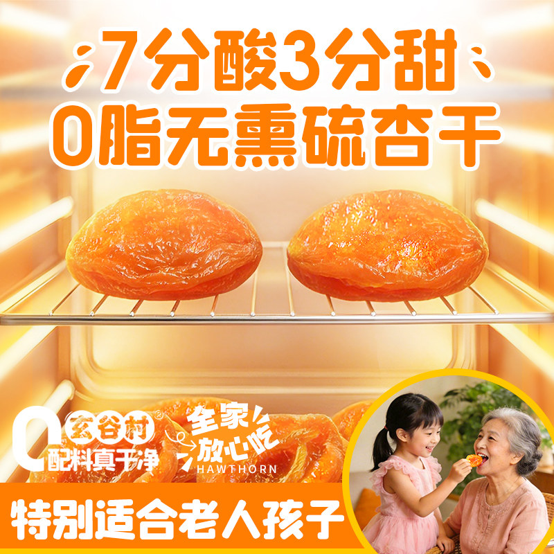 【达人推荐】玄谷村解馋七分酸80g杏脯无添加去核天然无熏硫杏干