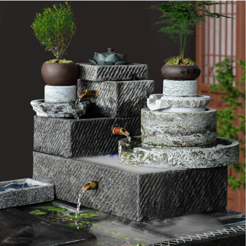 流水石槽石磨石头养花盆鱼缸青石雕刻工艺品办公室庭院中式摆件,淘宝优惠券,粉丝福利购,淘宝优惠卷