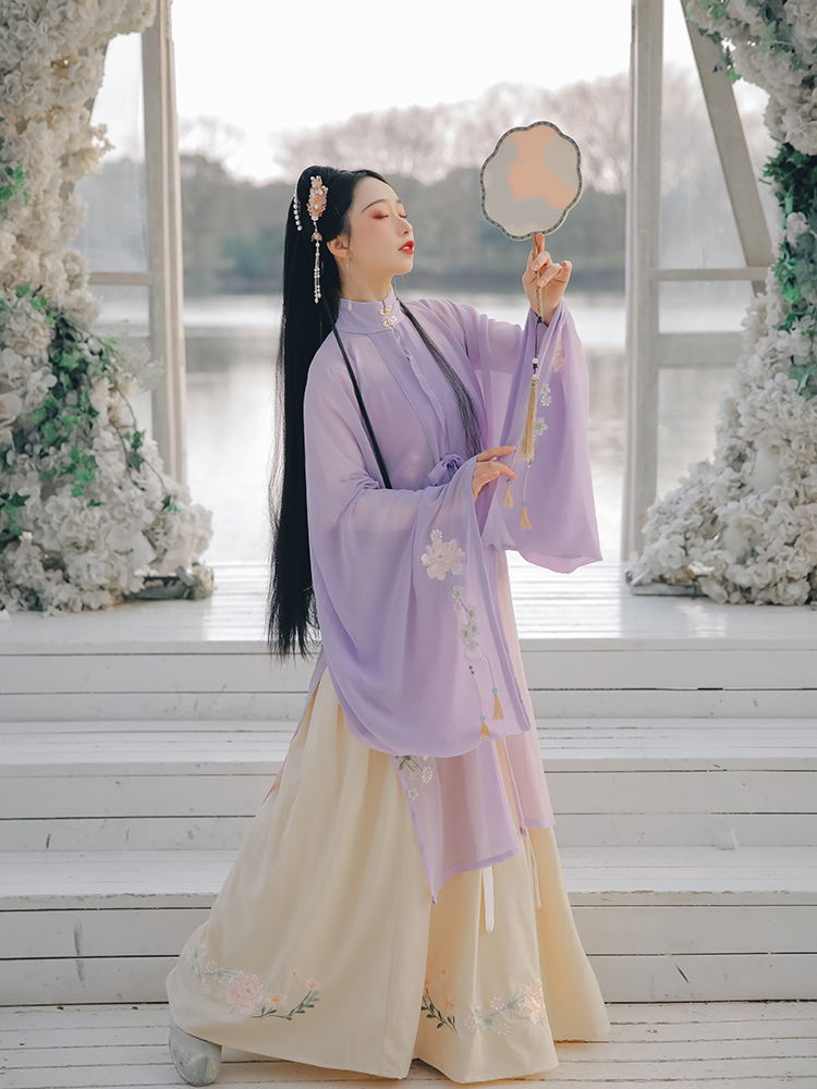 筱小姬旗舰店韶颜 筱小姬原创汉服女明制对襟袄裙立领长衫重工全刺绣4.5米摆夏2