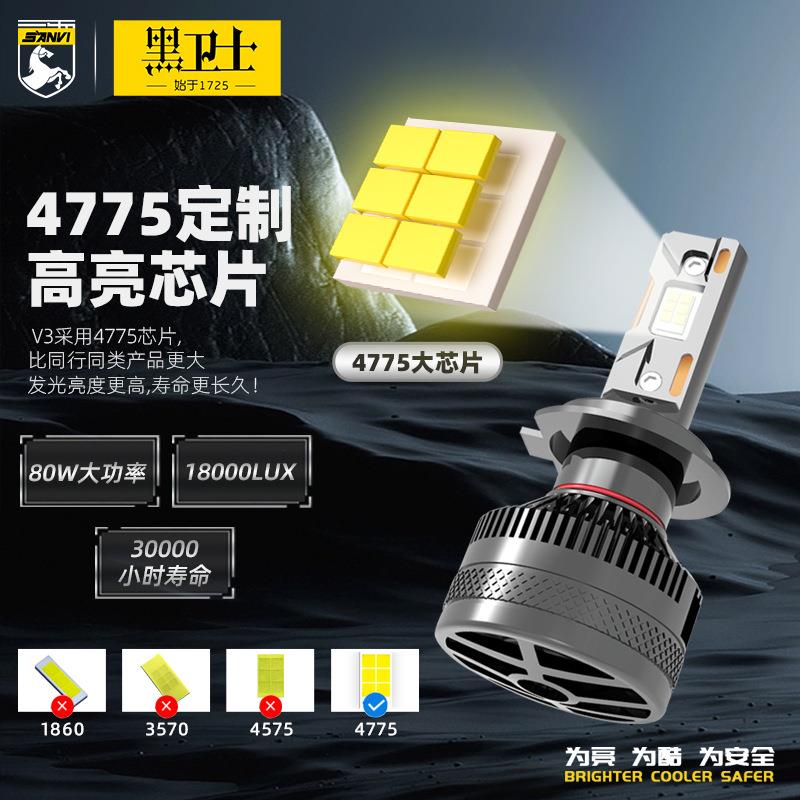 三为SANVI黑卫视V3LED大灯80瓦6000kh1h4h7h119005汽车大灯 - 图1