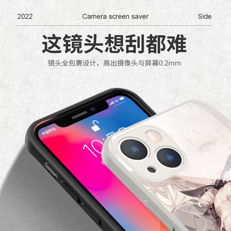 iPhone15手机壳13mini美少女战士苹果14Pro二次元12promax暗黑风适用11高级感xsmax潮牌8/7plus液态玻璃xr硬6-图2