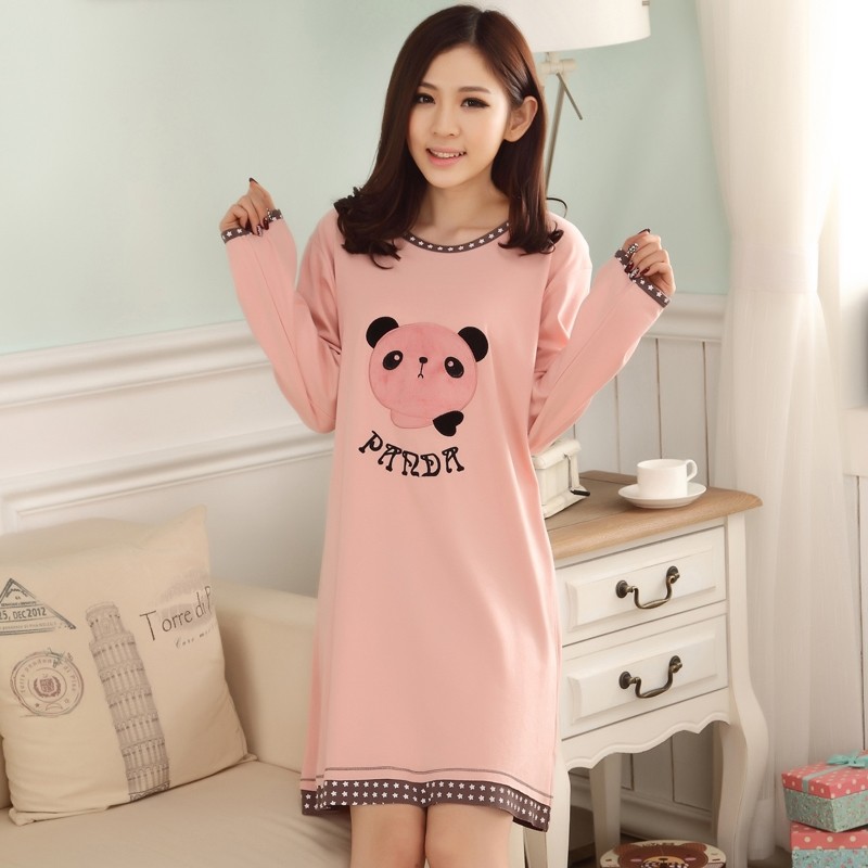 春秋睡裙长袖潮流可爱初秋连体裙 束士步睡裙