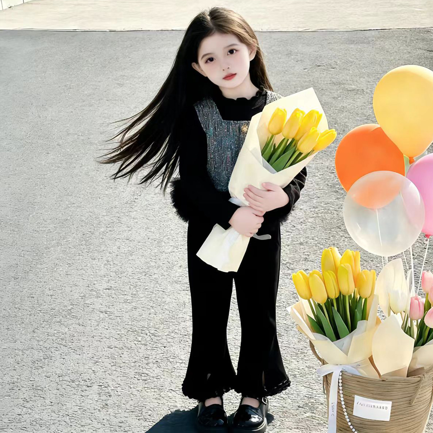 女童马甲套装春秋装2026新款洋气百搭喇叭裤马甲儿童时尚套装潮流,淘宝优惠券,粉丝福利购,淘宝优惠卷