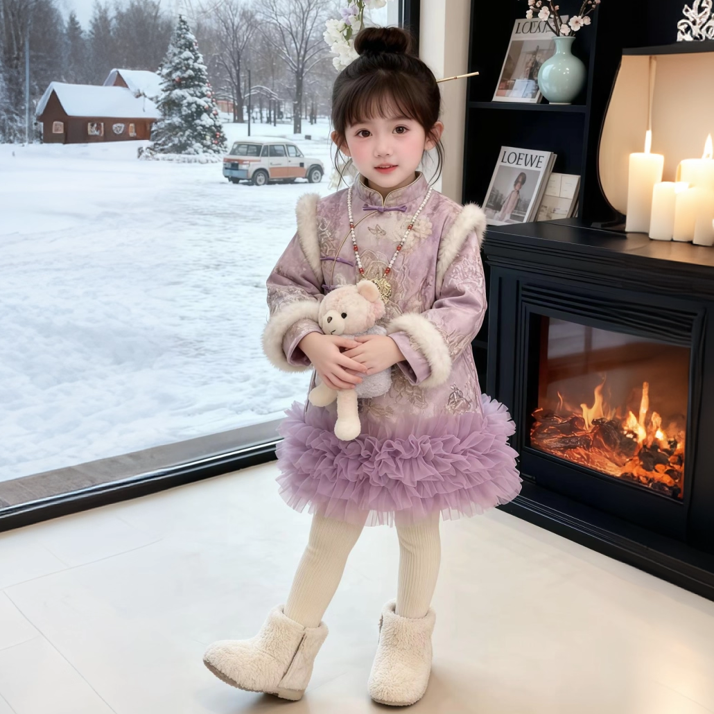 女童拜年冬季汉服2025新款儿童中国加厚宝宝新年旗袍唐装冬装古风,淘宝优惠券,粉丝福利购,淘宝优惠卷
