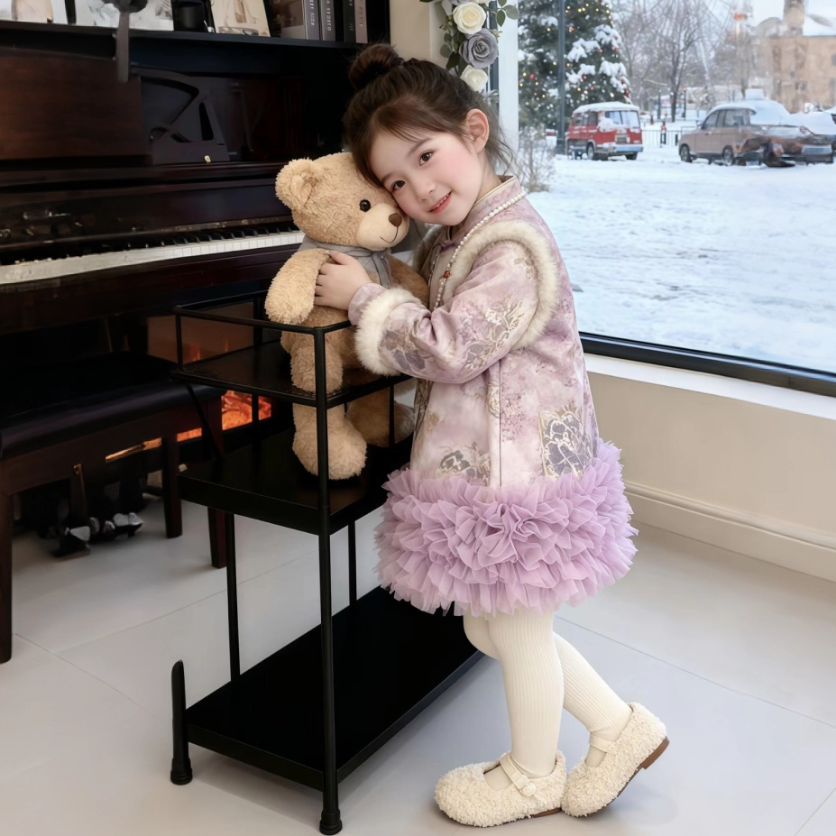 女童拜年冬季汉服2025新款儿童中国加厚宝宝新年旗袍唐装冬装古风,淘宝优惠券,粉丝福利购,淘宝优惠卷