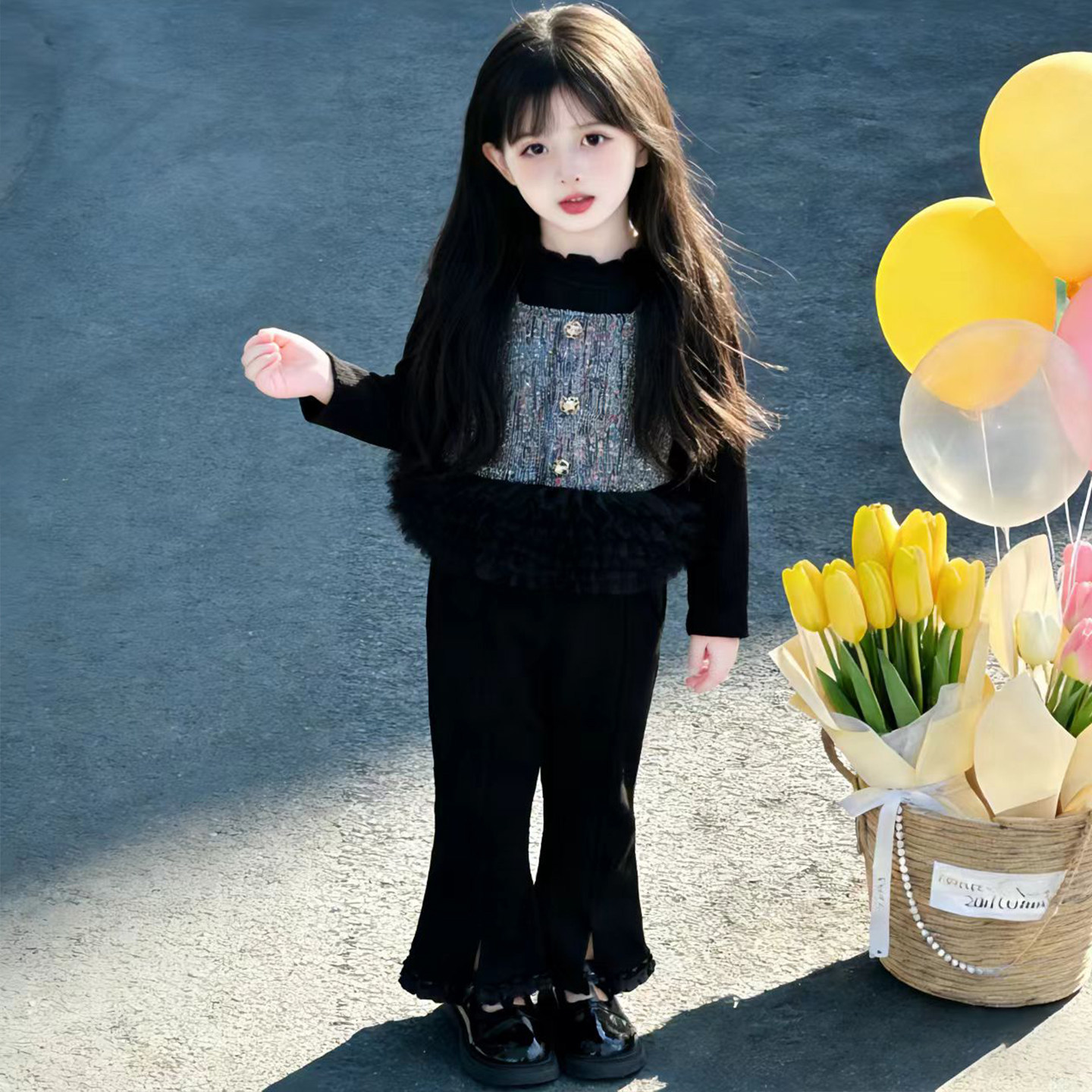 女童马甲套装春秋装2026新款洋气百搭喇叭裤马甲儿童时尚套装潮流,淘宝优惠券,粉丝福利购,淘宝优惠卷