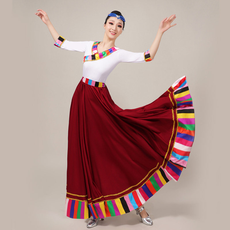 卓思蔻半身藏族舞蹈服装练习裙 卓思蔻民族服装/舞台装