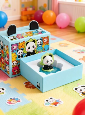 卡通熊猫迷你装饰摆件礼盒装