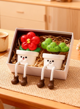 可爱卡通毛绒花盆栽桌面摆件