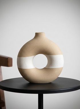 现代简约陶瓷圆环花瓶摆件