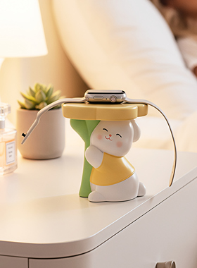 可爱兔子眼镜收纳托架桌面摆件