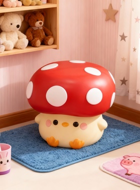 小黄鸭卡通蘑菇造型儿童房摆件
