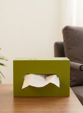 简约绿色纸巾盒创意设计师摆件