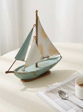 复古帆船铁艺模型桌面装饰摆件