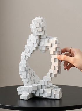 现代简约白色方块抽象雕塑摆件