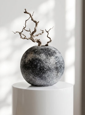 现代简约陶瓷球枯枝造型摆件