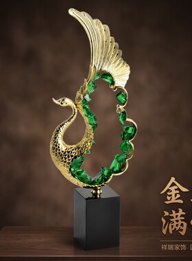 前程似锦中式凤凰圆环摆件
