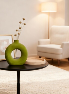 现代简约白色陶瓷花瓶客厅摆件