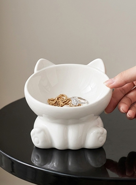 可爱猫咪造型陶瓷收纳碗摆件