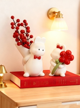 新年红可爱小熊装饰摆件