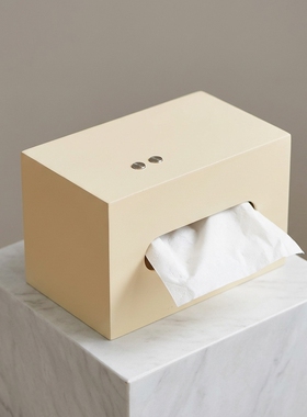 简约木质桌面纸巾盒收纳摆件