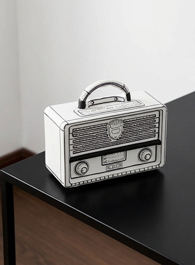 复古收音机手提箱造型装饰摆件
