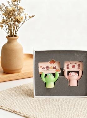 可爱卡通动物桌面摆件礼盒装